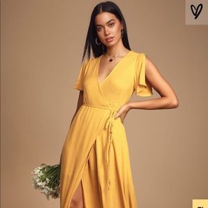 LuLu’s Golden Yellow Wrap Maxi Dress